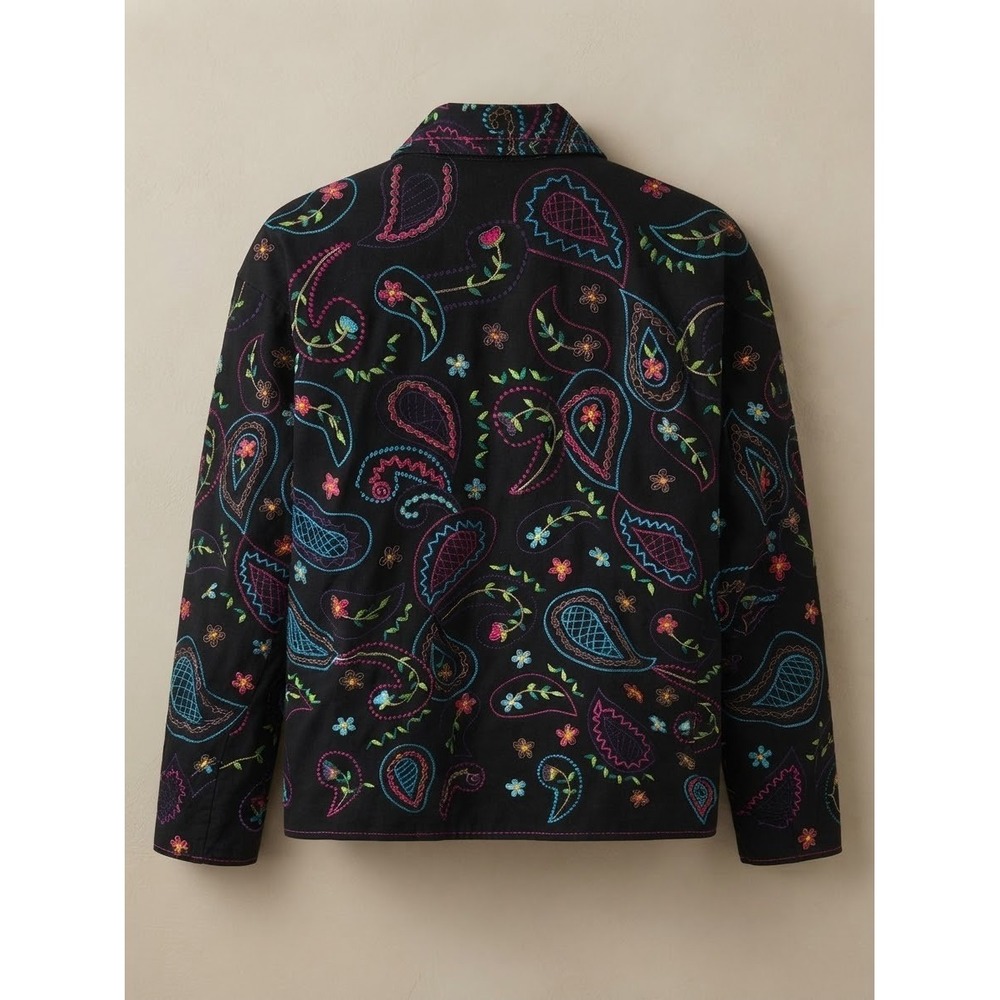 Units Womens Jacket Size M. Llnen Blend. 21" PTP, 27" Long. Embroidered